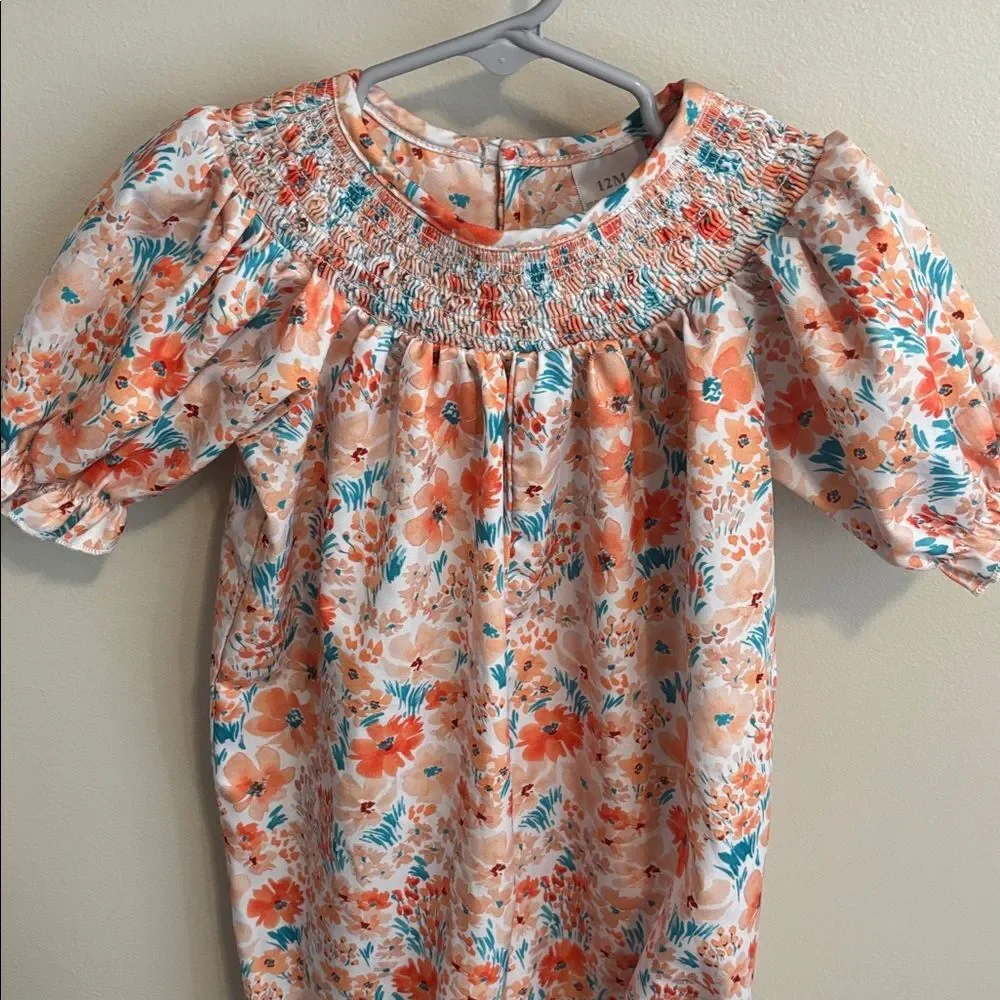 Smocked Floral Baby Romper size 12 months